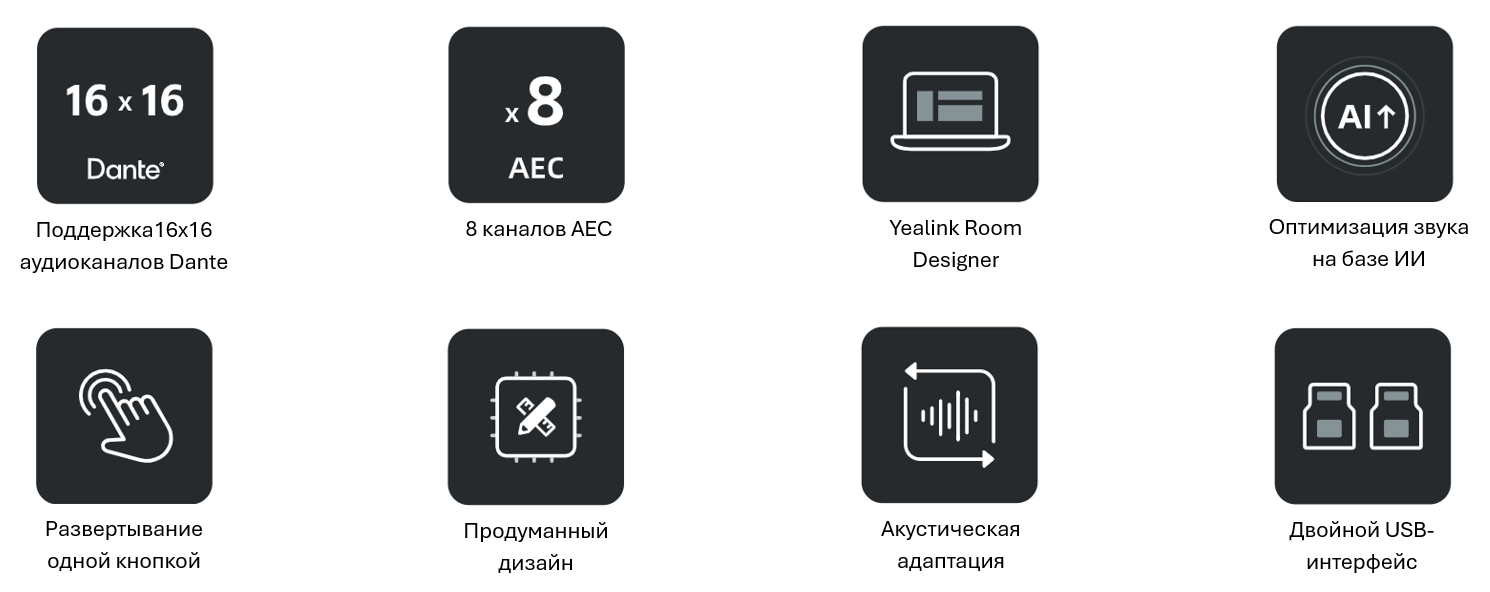 Интерфейсы и подключения: Yealink AP08 DSP 8 каналов AEC 4 аналоговых канала два USB 3.0 Type B порта