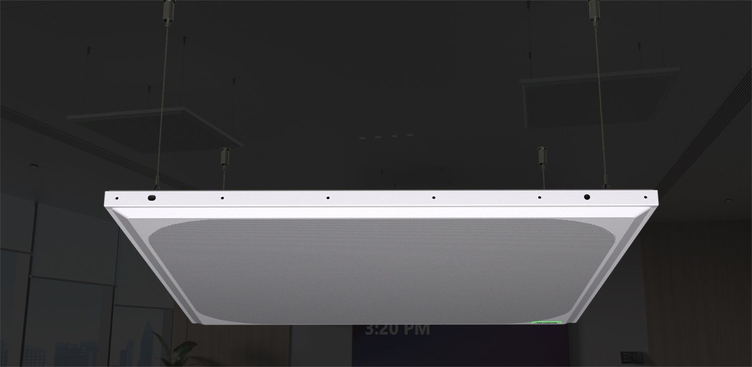 Общий вид: Потолочный массив микрофонов Yealink CM50 Dante с 127 микрофонными блоками для конференц залов