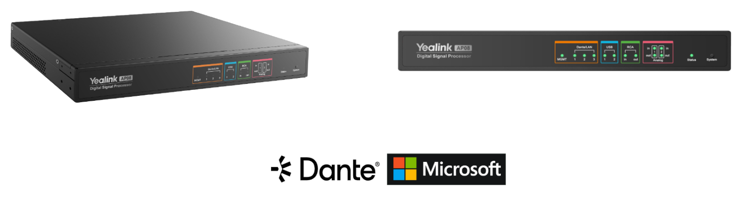 Общий вид: Цифровой сигнальный процессор Yealink AP08 DSP для конференц залов с 16x16 аудиоканалами Dante