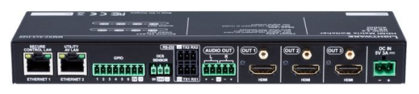 91310078, Lightware, MMX2-4x3-H20, Коммутатор 4х3 HDMI 2.0 с разъемом для аудио, входом датчика прис
