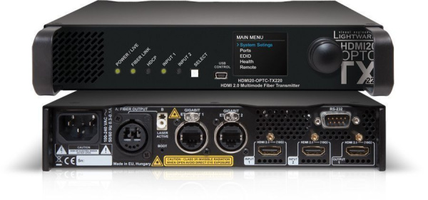 91550045, Lighware, HDMI20-OPTC-TX220-PRO, Передатчик HDMI2.0 по оптоволокну до 700 м. Специализиров